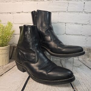 LAREDO LONG HAUL MENS BLACK LEATHER ZIP SHORT WESTERN DRESS BOOT 62001 MENS 10.5